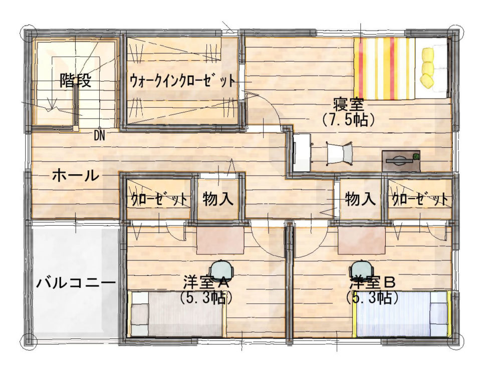 お子様の将来を考える若いパパママに - 2階 53.5㎡(16.18坪)(C)シティハウス産業株式会社