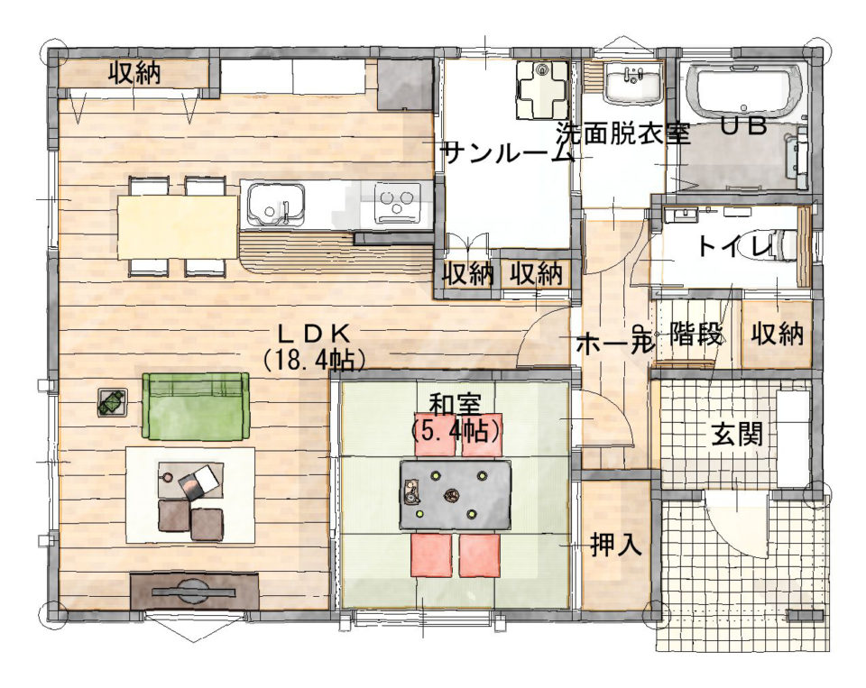 お子様の将来を考える若いパパママに - 1階 63.5㎡(19.21坪)(C)シティハウス産業株式会社