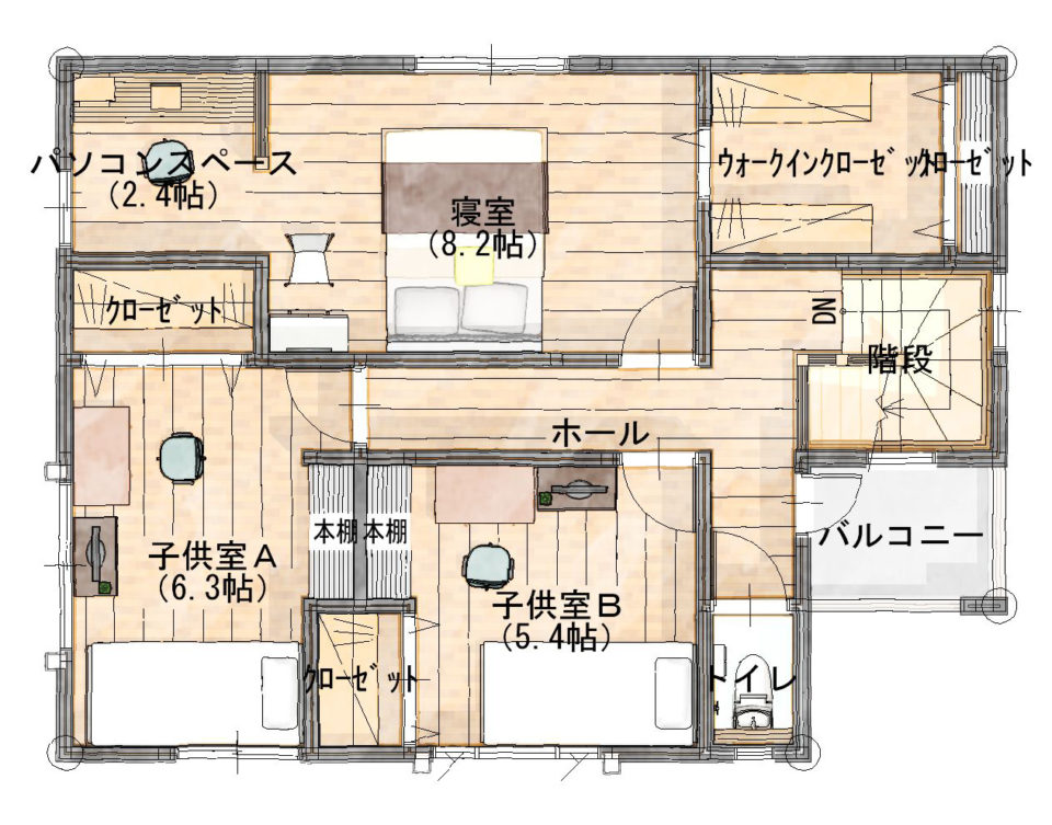 お子様の将来を考える若いパパママに - 2階 60.5㎡(18.3坪)(C)シティハウス産業株式会社