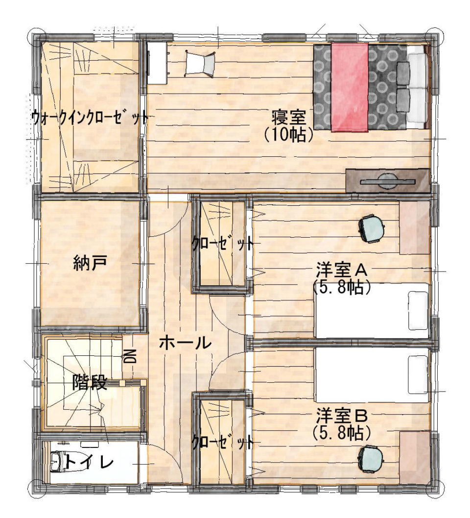 動線と収納に配慮した家 - 2階 63.75㎡(19.28坪)(C)シティハウス産業株式会社