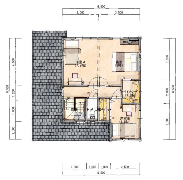 コンパクトにまとめた2世帯住宅 - 2階 49.25㎡(14.9坪)(C)シティハウス産業株式会社