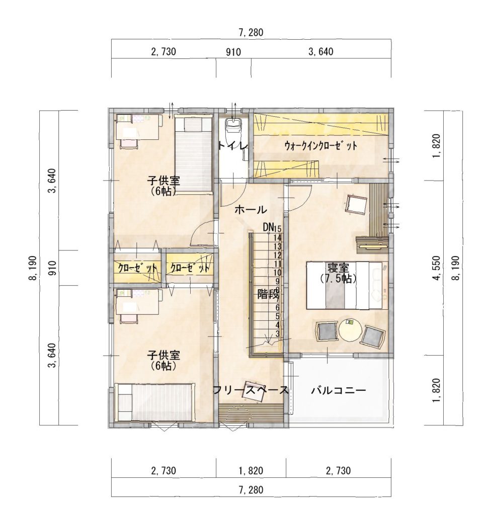 雨の日を楽しめる家 - 2階 54.65㎡(16.53坪)(C)シティハウス産業株式会社